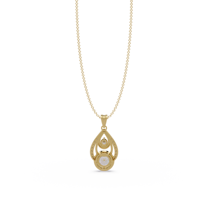 Round Lab Grown Diamond Teardrop Layered Pendant - HIGHCARAT DIAMONDS