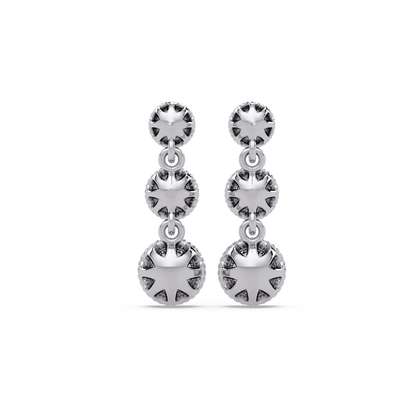 Round Lab Grown Diamond Three Stone Drop Earrings - HIGHCARAT DIAMONDS