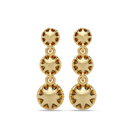 Round Lab Grown Diamond Three Stone Drop Earrings - HIGHCARAT DIAMONDS