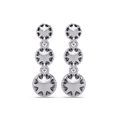Round Lab Grown Diamond Three Stone Drop Earrings - HIGHCARAT DIAMONDS
