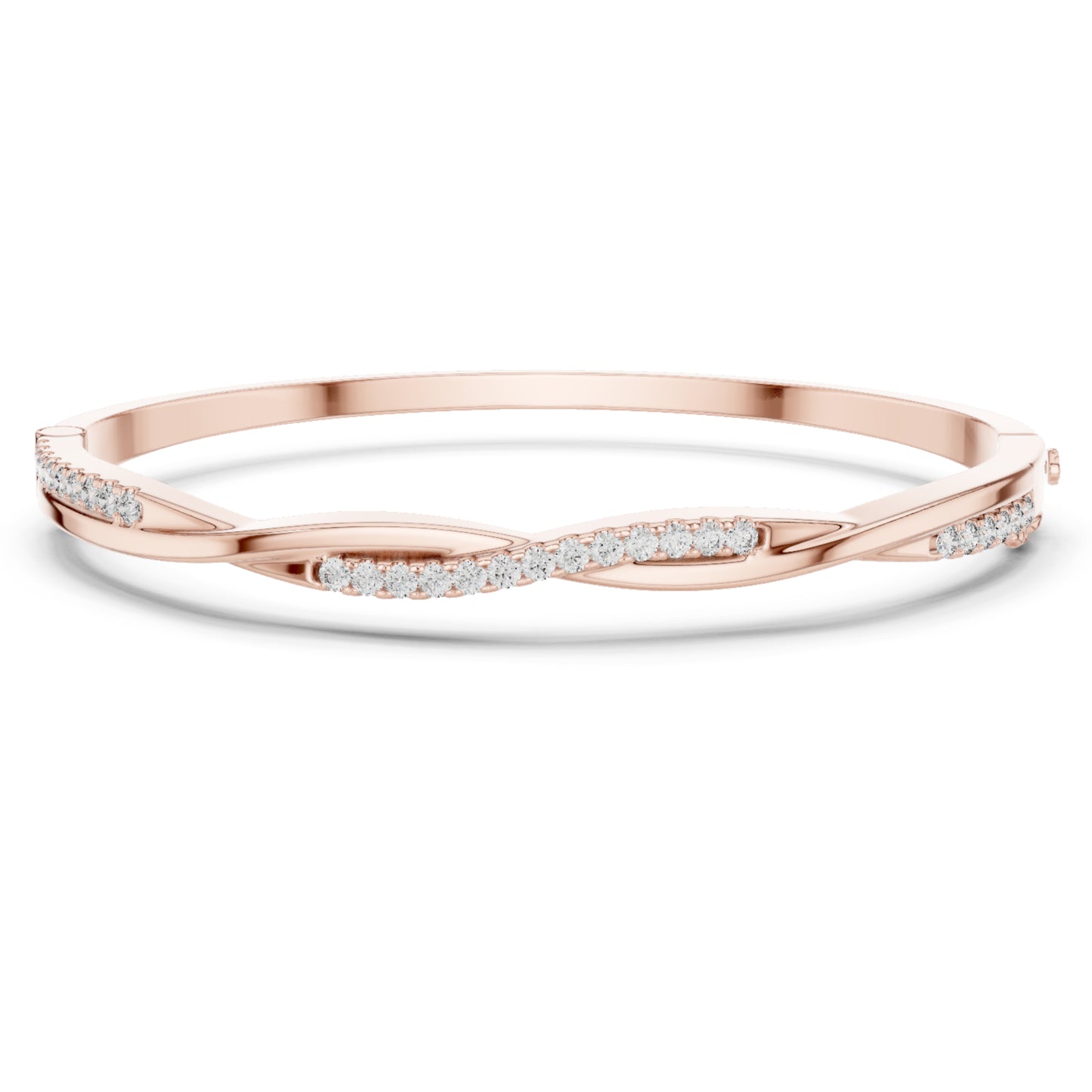 Round Cut Diamond Vintage Elegant Delicate Twisted Stunning 10k Solid Yellow Gold Daily Wear Bangle Bracelet For Women's - HIGHCARAT DIAMONDS