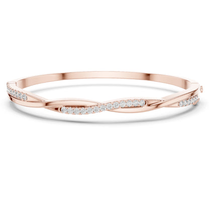 Round Cut Diamond Vintage Elegant Delicate Twisted Stunning 10k Solid Yellow Gold Daily Wear Bangle Bracelet For Women's - HIGHCARAT DIAMONDS