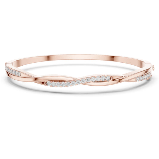 Round Cut Diamond Vintage Elegant Delicate Twisted Stunning 10k Solid Yellow Gold Daily Wear Bangle Bracelet For Women's - HIGHCARAT DIAMONDS