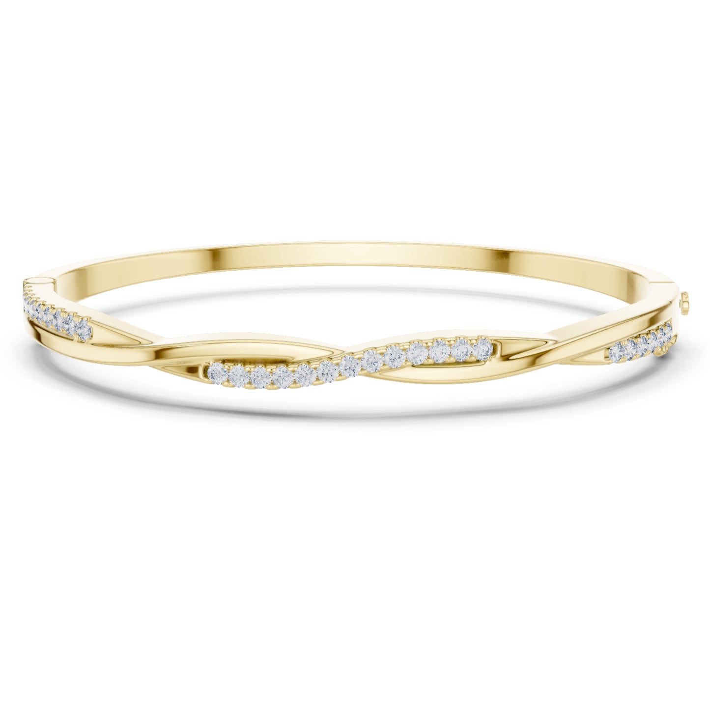 Round Cut Diamond Vintage Elegant Delicate Twisted Stunning 10k Solid Yellow Gold Daily Wear Bangle Bracelet For Women's - HIGHCARAT DIAMONDS