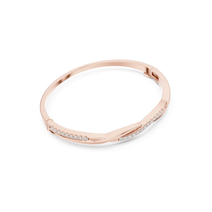 Round Cut Diamond Vintage Elegant Delicate Twisted Stunning 10k Solid Yellow Gold Daily Wear Bangle Bracelet For Women's - HIGHCARAT DIAMONDS