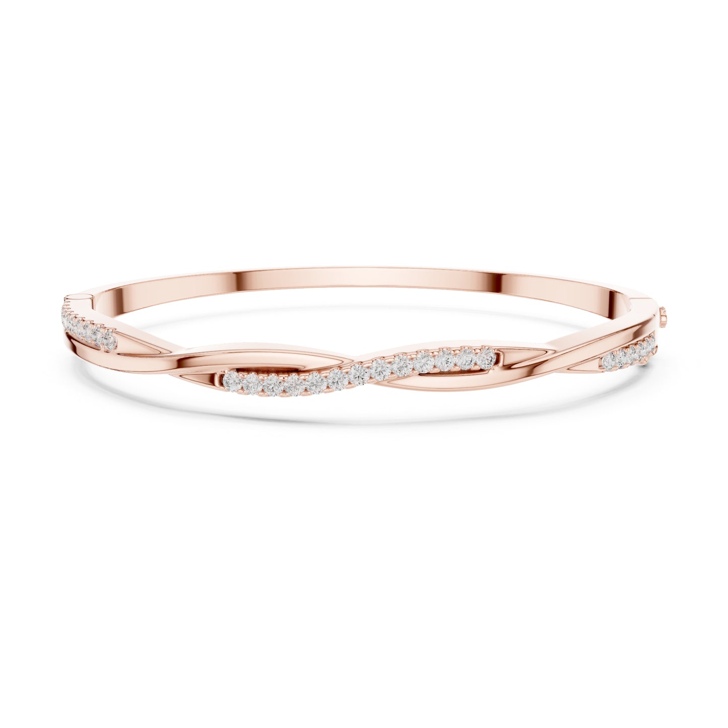 Round Cut Diamond Vintage Elegant Delicate Twisted Stunning 10k Solid Yellow Gold Daily Wear Bangle Bracelet For Women's - HIGHCARAT DIAMONDS