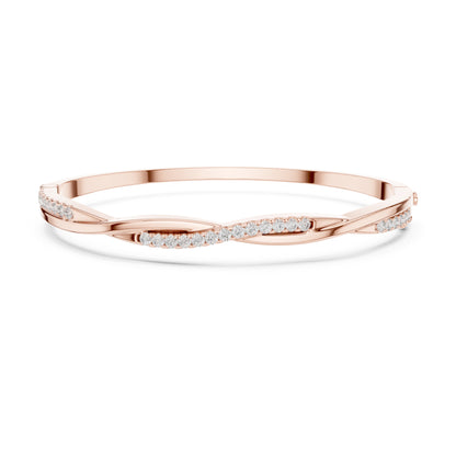 Round Cut Diamond Vintage Elegant Delicate Twisted Stunning 10k Solid Yellow Gold Daily Wear Bangle Bracelet For Women's - HIGHCARAT DIAMONDS