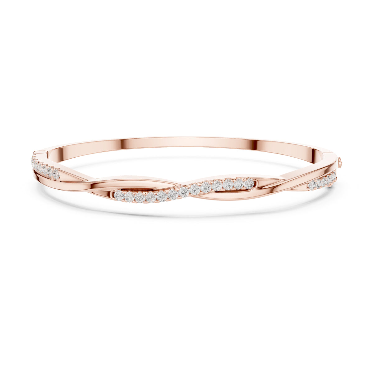 Round Cut Diamond Vintage Elegant Delicate Twisted Stunning 10k Solid Yellow Gold Daily Wear Bangle Bracelet For Women's - HIGHCARAT DIAMONDS