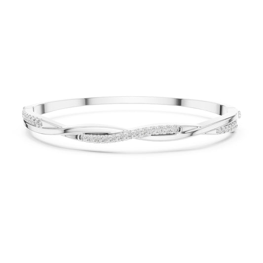 Round Cut Diamond Vintage Elegant Delicate Twisted Stunning 10k Solid Yellow Gold Daily Wear Bangle Bracelet For Women's - HIGHCARAT DIAMONDS
