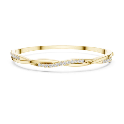 Round Cut Diamond Vintage Elegant Delicate Twisted Stunning 10k Solid Yellow Gold Daily Wear Bangle Bracelet For Women's - HIGHCARAT DIAMONDS