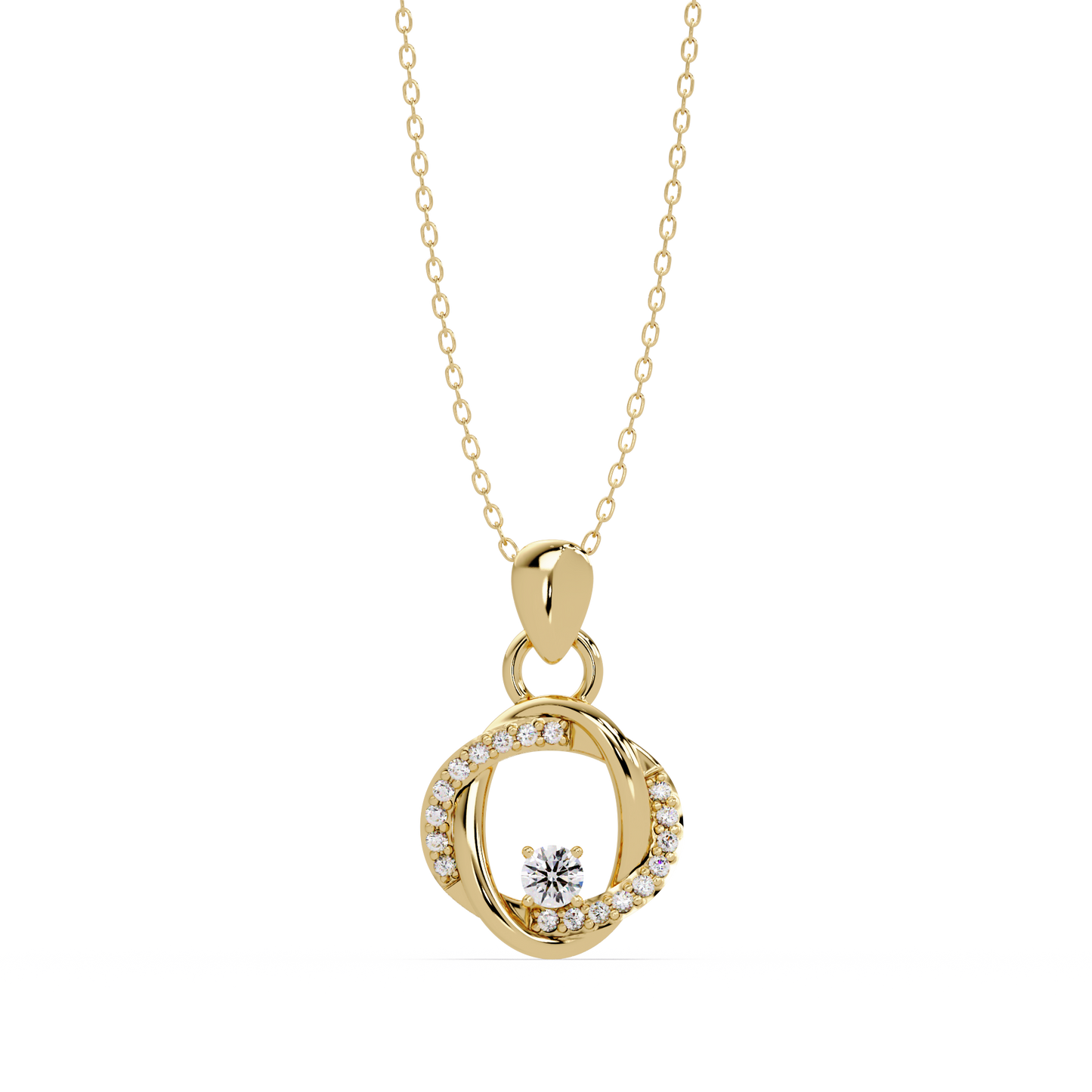Round Lab Grown Diamond Twisted Circle Pendant - HIGHCARAT DIAMONDS