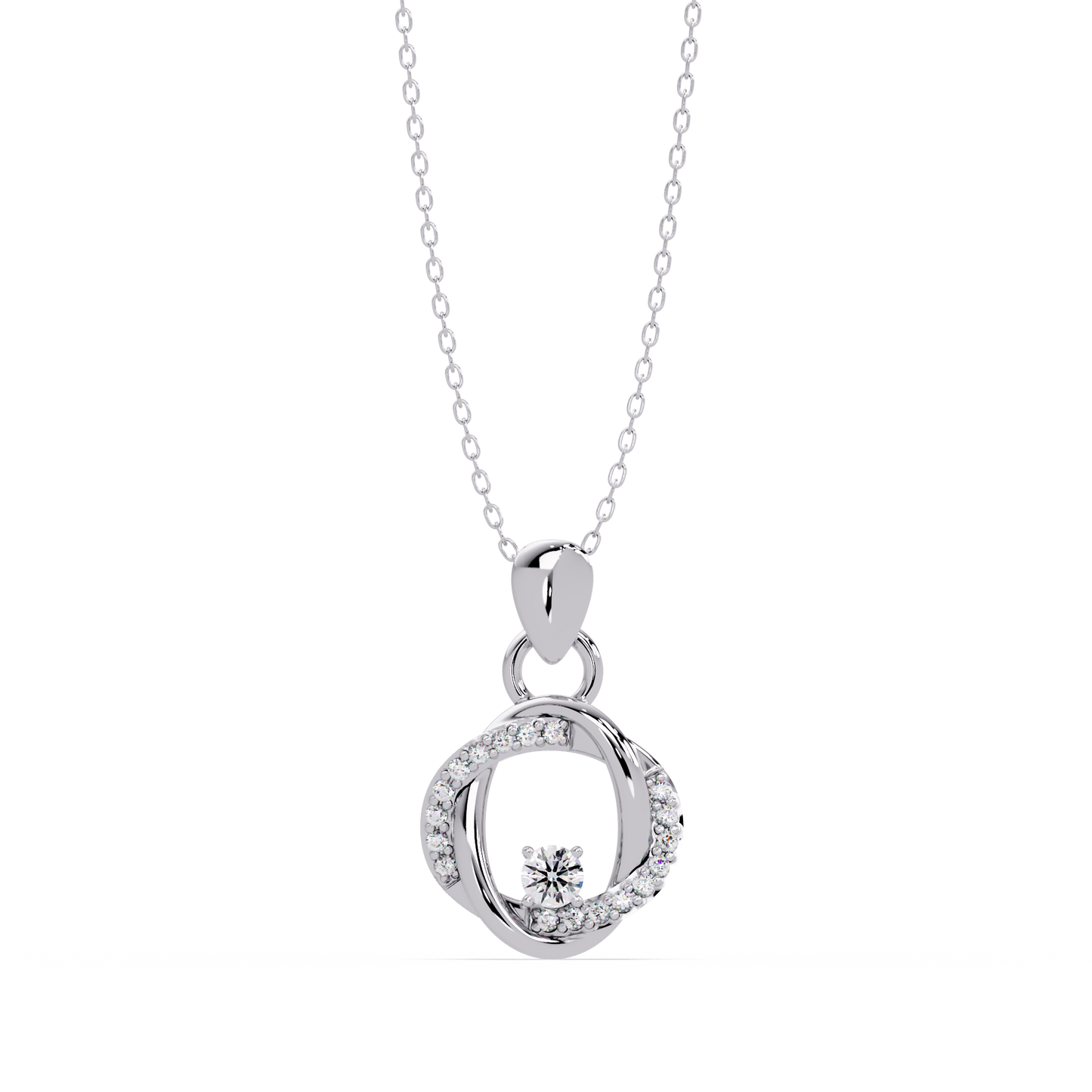 Round Lab Grown Diamond Twisted Circle Pendant - HIGHCARAT DIAMONDS