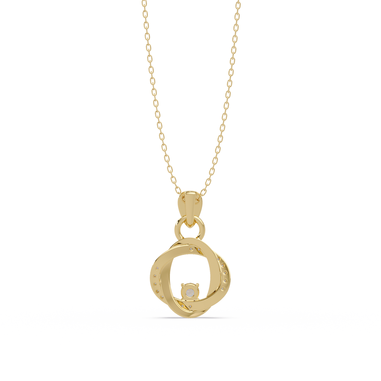 Round Lab Grown Diamond Twisted Circle Pendant - HIGHCARAT DIAMONDS
