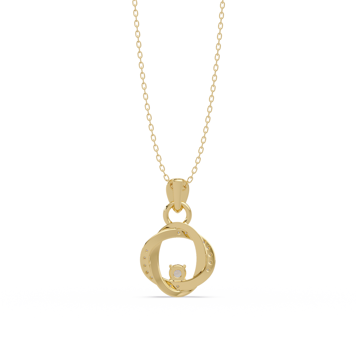 Round Lab Grown Diamond Twisted Circle Pendant - HIGHCARAT DIAMONDS