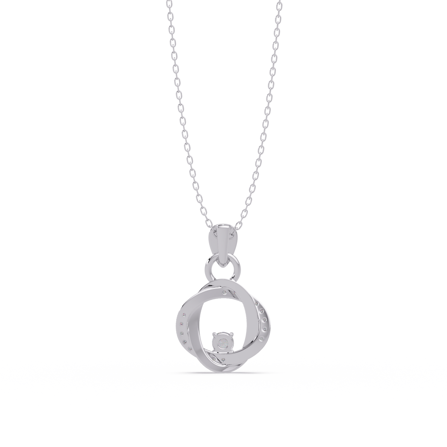 Round Lab Grown Diamond Twisted Circle Pendant - HIGHCARAT DIAMONDS