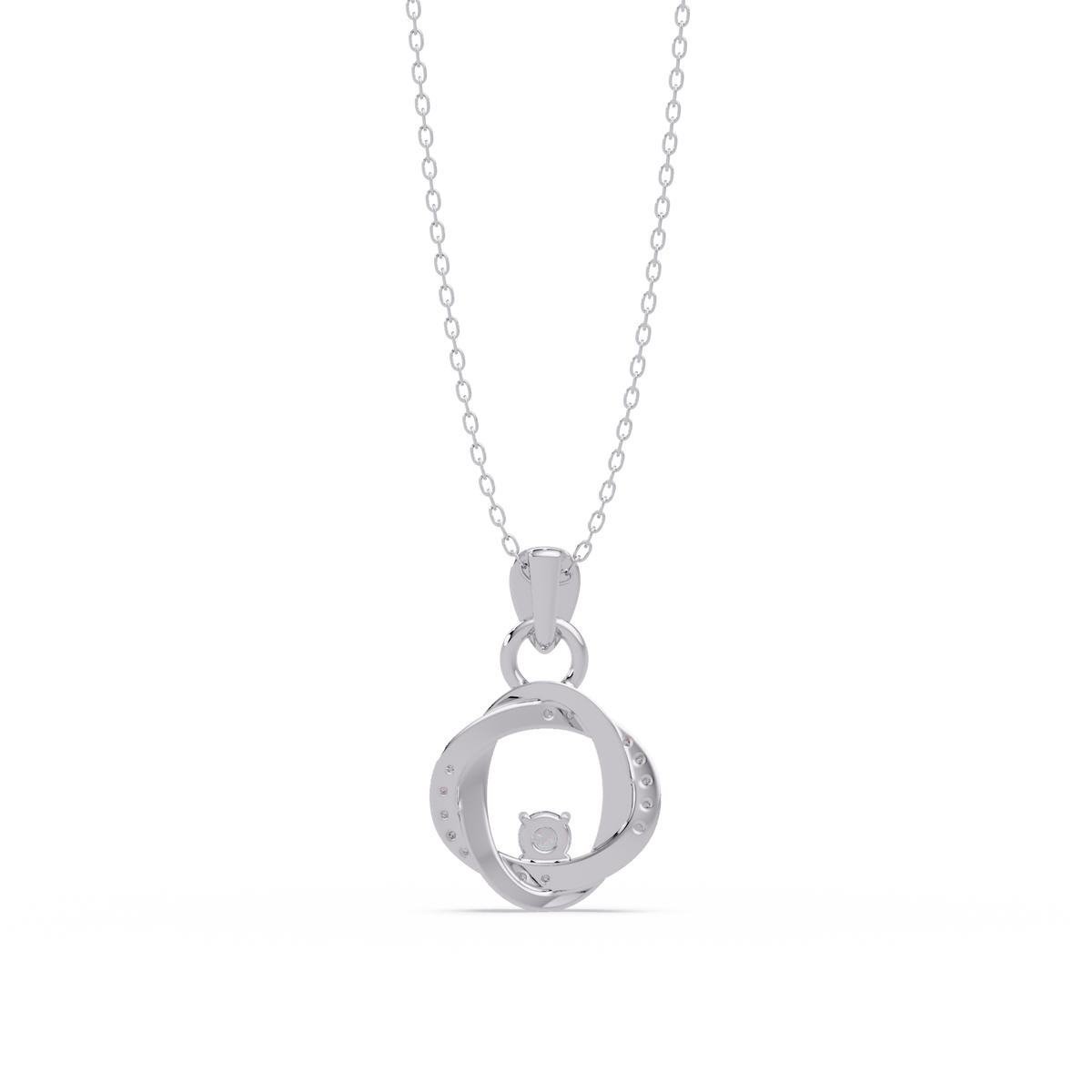 Round Lab Grown Diamond Twisted Circle Pendant - HIGHCARAT DIAMONDS