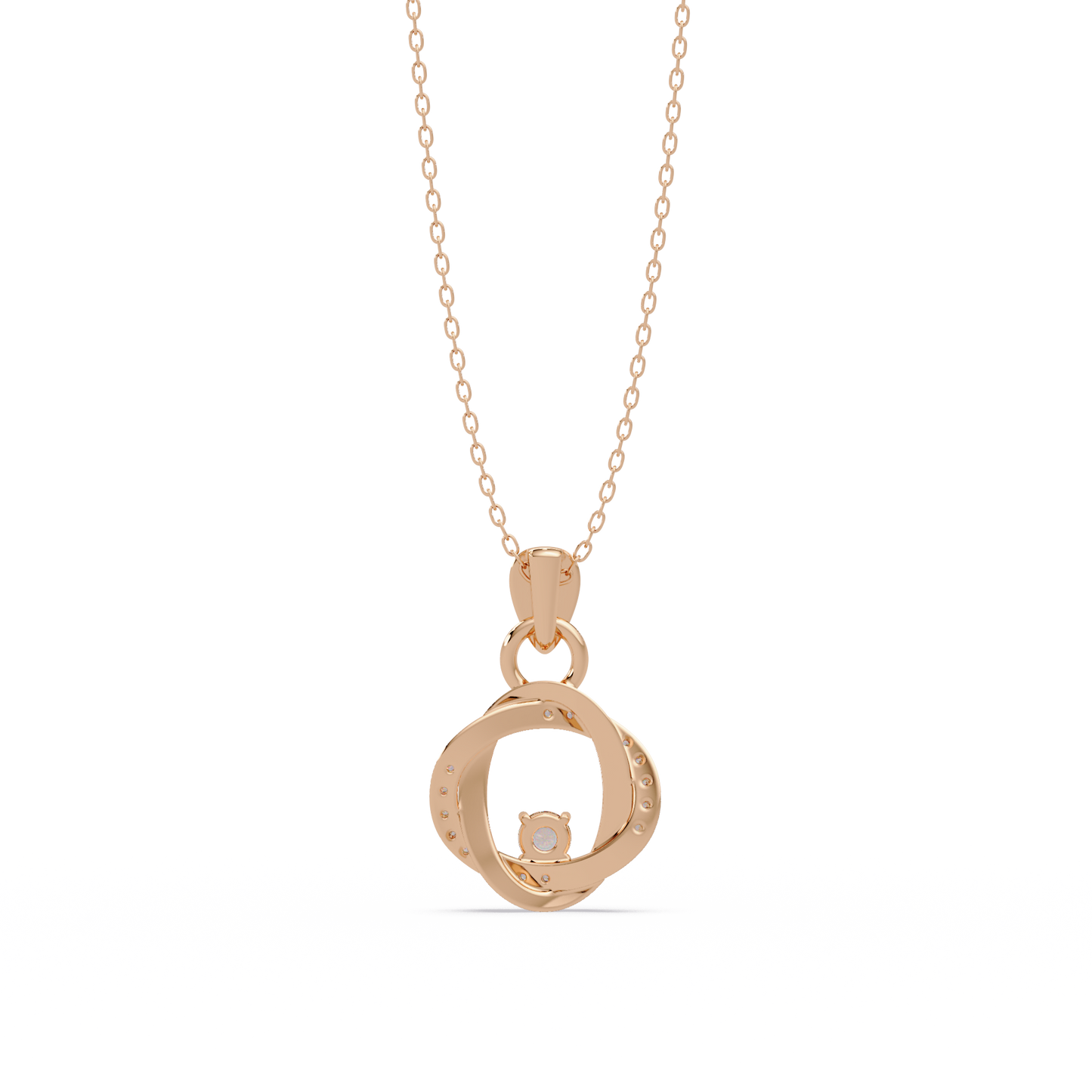 Round Lab Grown Diamond Twisted Circle Pendant - HIGHCARAT DIAMONDS