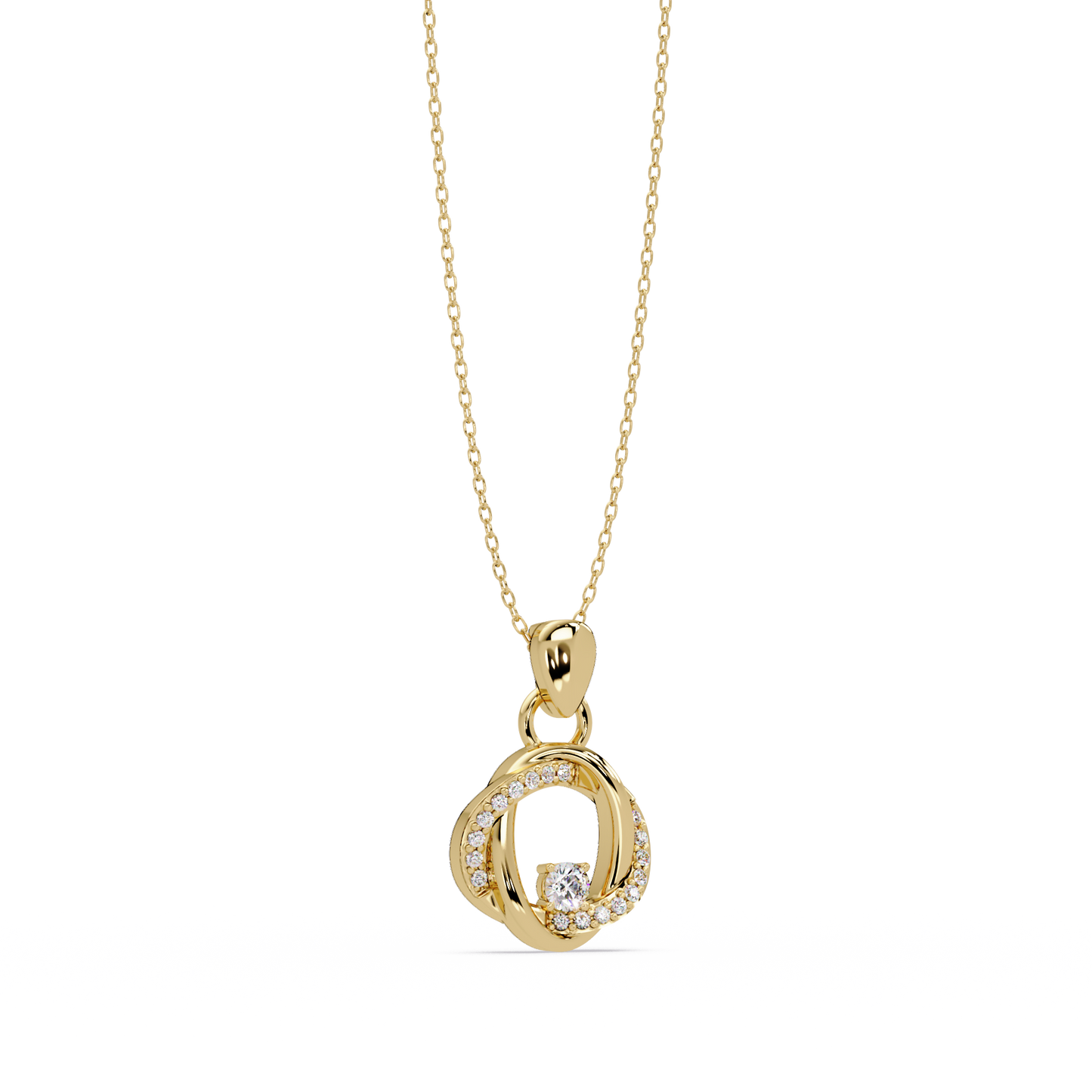Round Lab Grown Diamond Twisted Circle Pendant - HIGHCARAT DIAMONDS