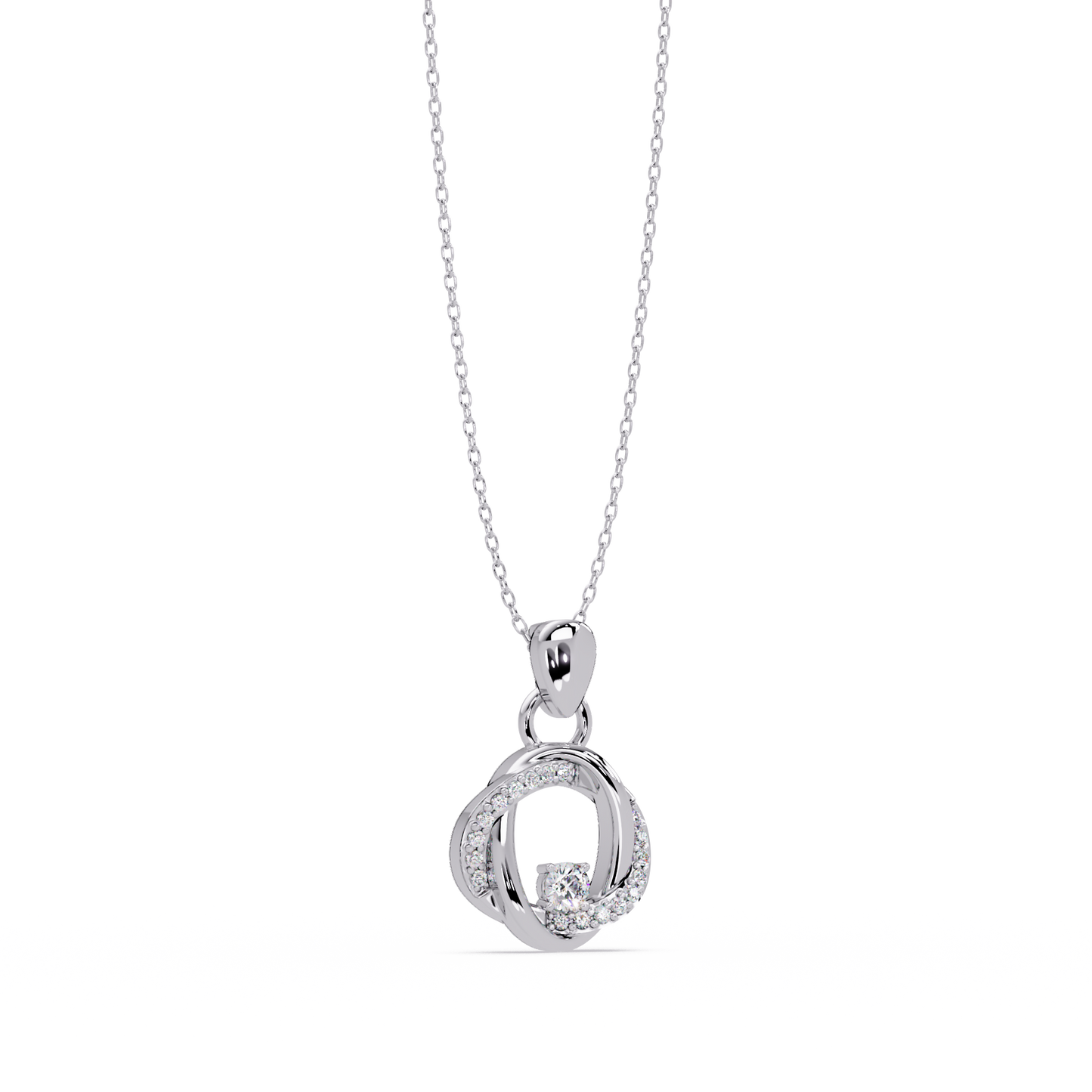 Round Lab Grown Diamond Twisted Circle Pendant - HIGHCARAT DIAMONDS