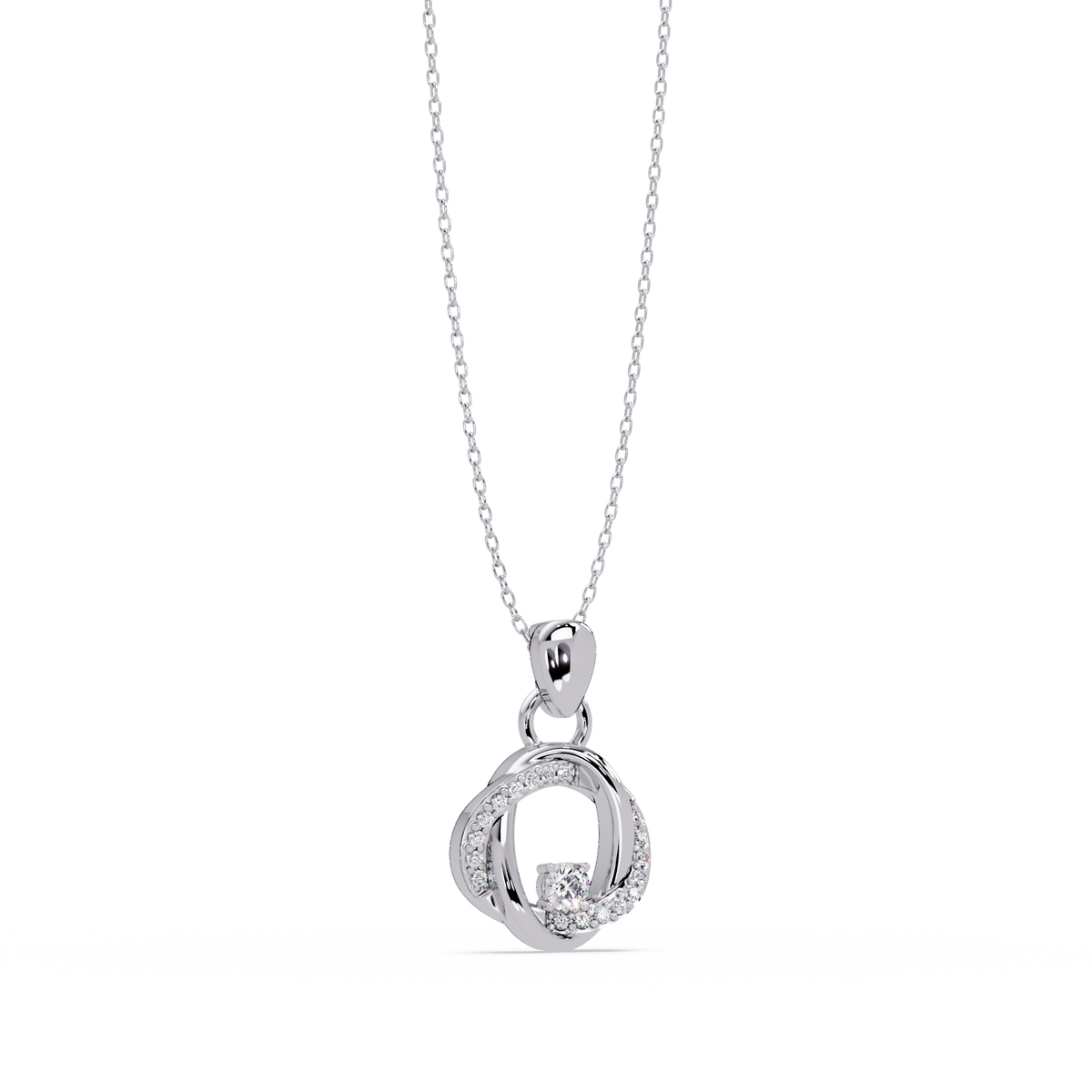 Round Lab Grown Diamond Twisted Circle Pendant - HIGHCARAT DIAMONDS