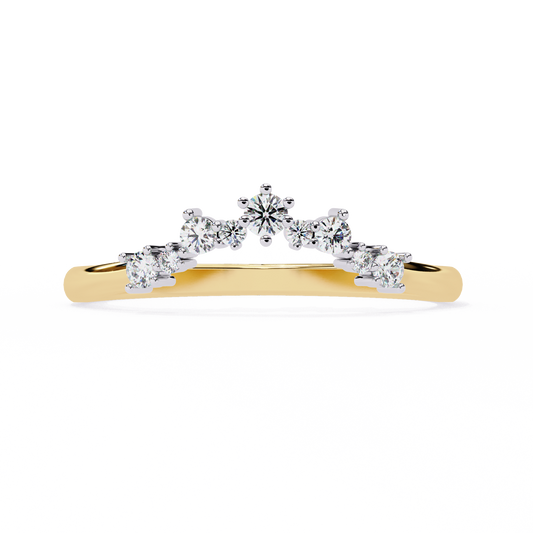 Round Cut Lab Grown Diamond  V Shape Prong Set Unique Delicate Statement Dainty Daily Wear Band - HIGHCARAT DIAMONDS