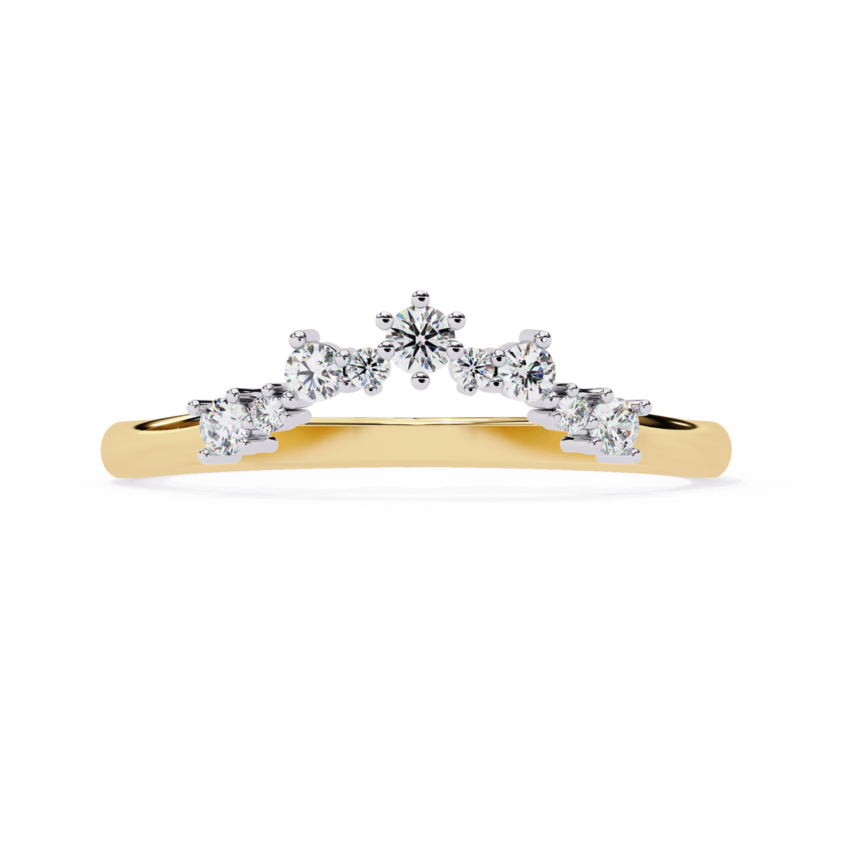Round Cut Lab Grown Diamond  V Shape Prong Set Unique Delicate Statement Dainty Daily Wear Band - HIGHCARAT DIAMONDS