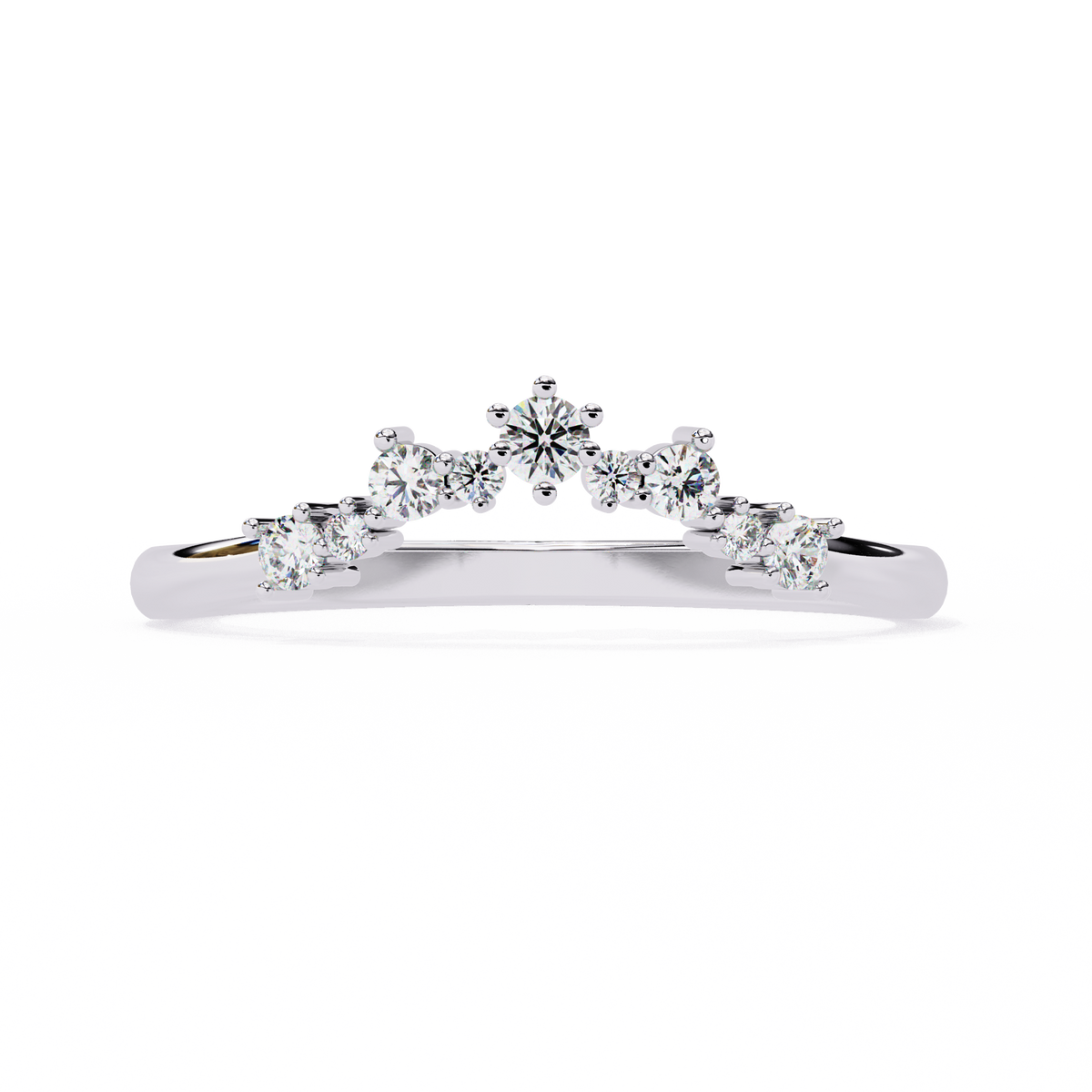 Round Cut Lab Grown Diamond  V Shape Prong Set Unique Delicate Statement Dainty Daily Wear Band - HIGHCARAT DIAMONDS
