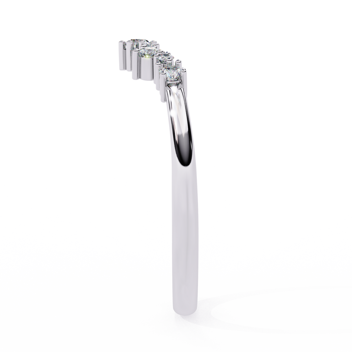 Round Cut Lab Grown Diamond  V Shape Prong Set Unique Delicate Statement Dainty Daily Wear Band - HIGHCARAT DIAMONDS