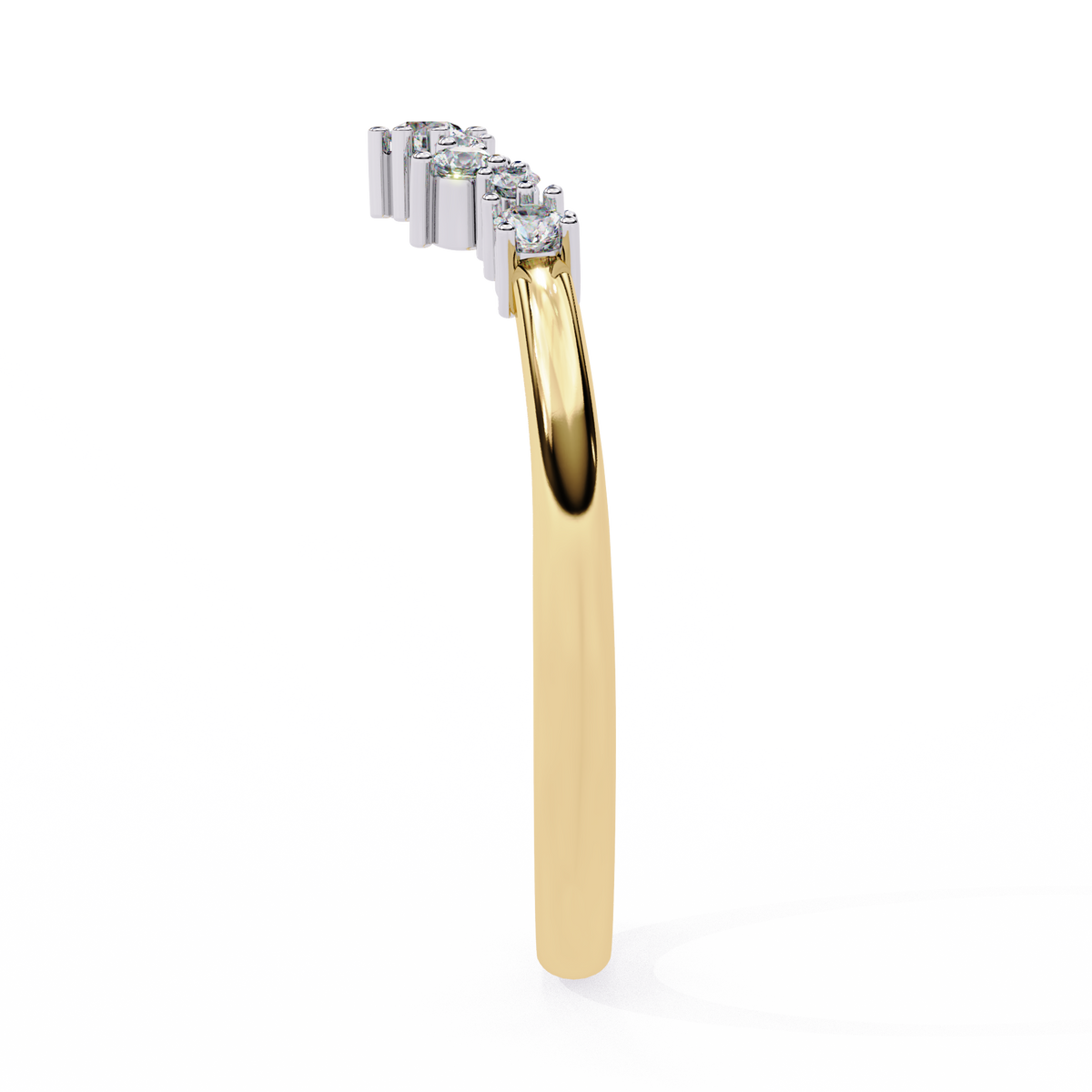 Round Cut Lab Grown Diamond  V Shape Prong Set Unique Delicate Statement Dainty Daily Wear Band - HIGHCARAT DIAMONDS