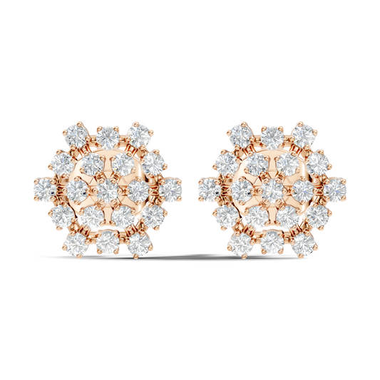 Elegant Vintage Round Diamond  Stud Earrings In 14K Gold Perfect Gift for Her - HIGHCARAT DIAMONDS
