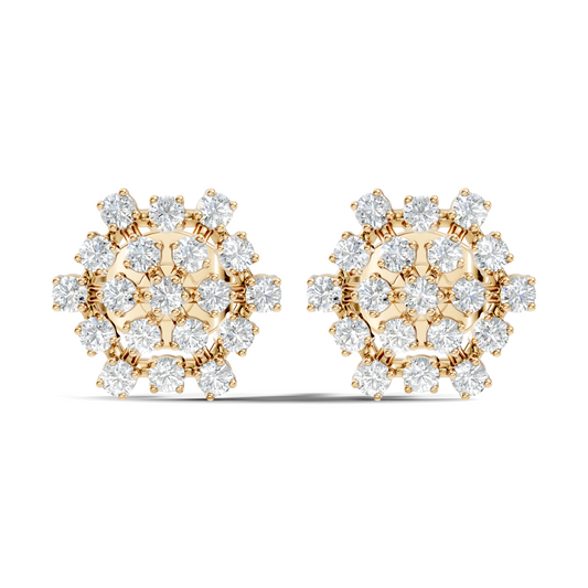 Elegant Vintage Round Diamond  Stud Earrings In 14K Gold Perfect Gift for Her - HIGHCARAT DIAMONDS