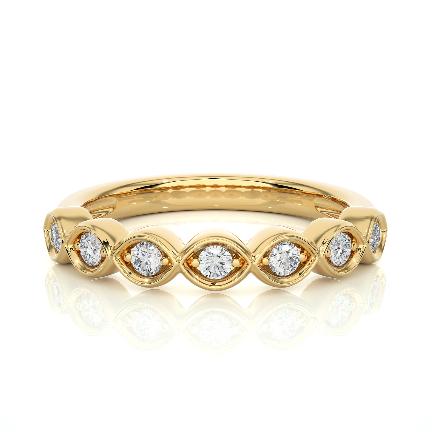 Round Lab-Grown Diamond Wedding Band Stunning Bezel Set Band For Women's In 18KT Solid Gold - HIGHCARAT DIAMONDS