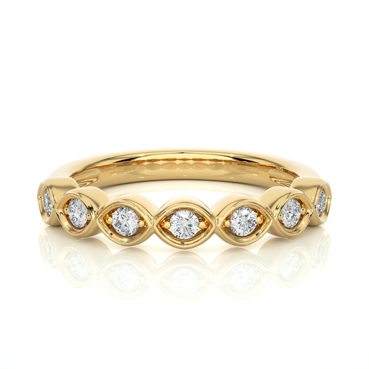 Round Lab-Grown Diamond Wedding Band Stunning Bezel Set Band For Women's In 18KT Solid Gold - HIGHCARAT DIAMONDS