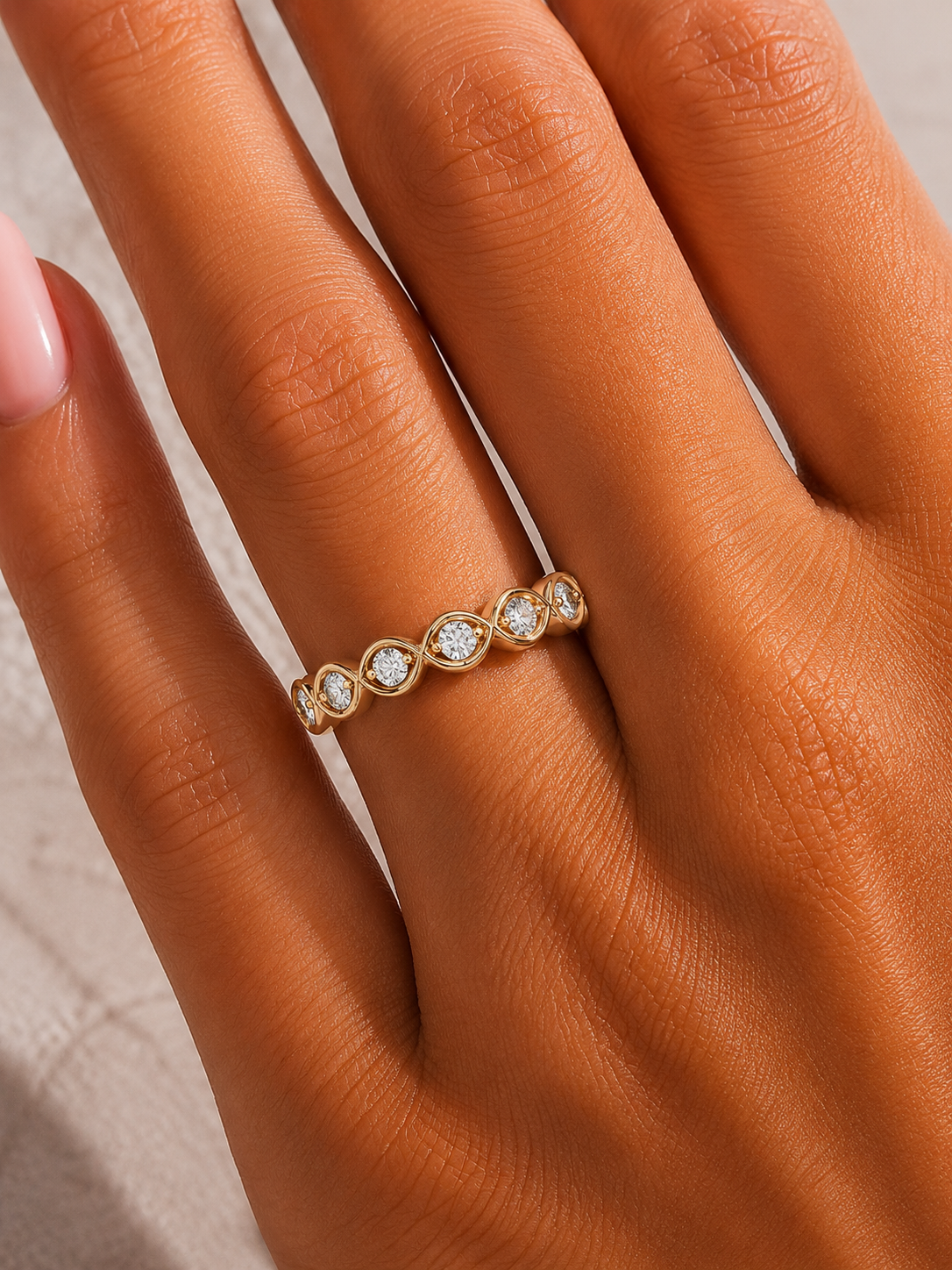 Round Lab-Grown Diamond Wedding Band Stunning Bezel Set Band For Women's In 18KT Solid Gold - HIGHCARAT DIAMONDS