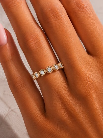 Round Lab-Grown Diamond Wedding Band Stunning Bezel Set Band For Women's In 18KT Solid Gold - HIGHCARAT DIAMONDS