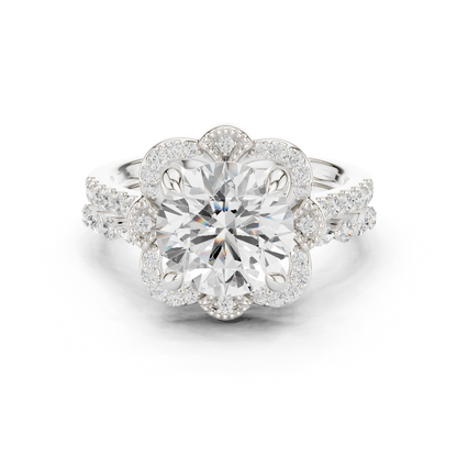 3.65Ct Round, Marquise Cut Top Grade Lab Grown Diamond Vintage Minimalist Dainty Classic Engagement Ring - HIGHCARAT DIAMONDS