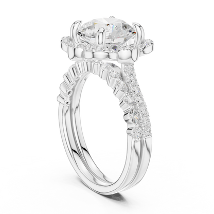 3.65Ct Round, Marquise Cut Top Grade Lab Grown Diamond Vintage Minimalist Dainty Classic Engagement Ring - HIGHCARAT DIAMONDS