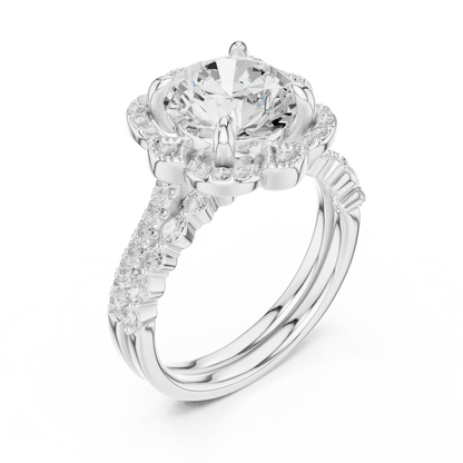 3.65Ct Round, Marquise Cut Top Grade Lab Grown Diamond Vintage Minimalist Dainty Classic Engagement Ring - HIGHCARAT DIAMONDS