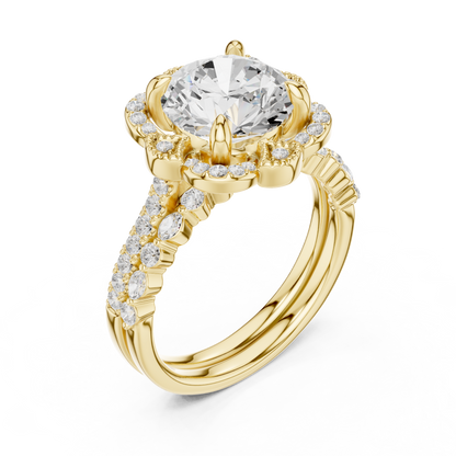3.65Ct Round, Marquise Cut Top Grade Lab Grown Diamond Vintage Minimalist Dainty Classic Engagement Ring - HIGHCARAT DIAMONDS