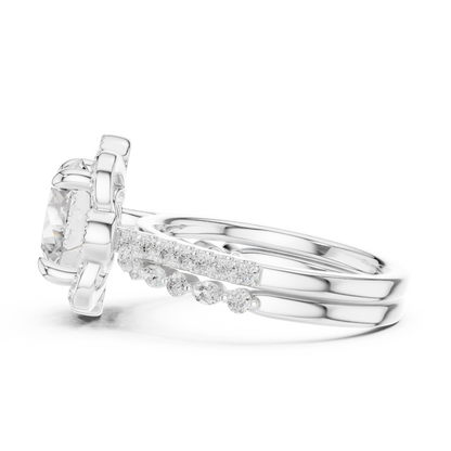 3.65Ct Round, Marquise Cut Top Grade Lab Grown Diamond Vintage Minimalist Dainty Classic Engagement Ring - HIGHCARAT DIAMONDS