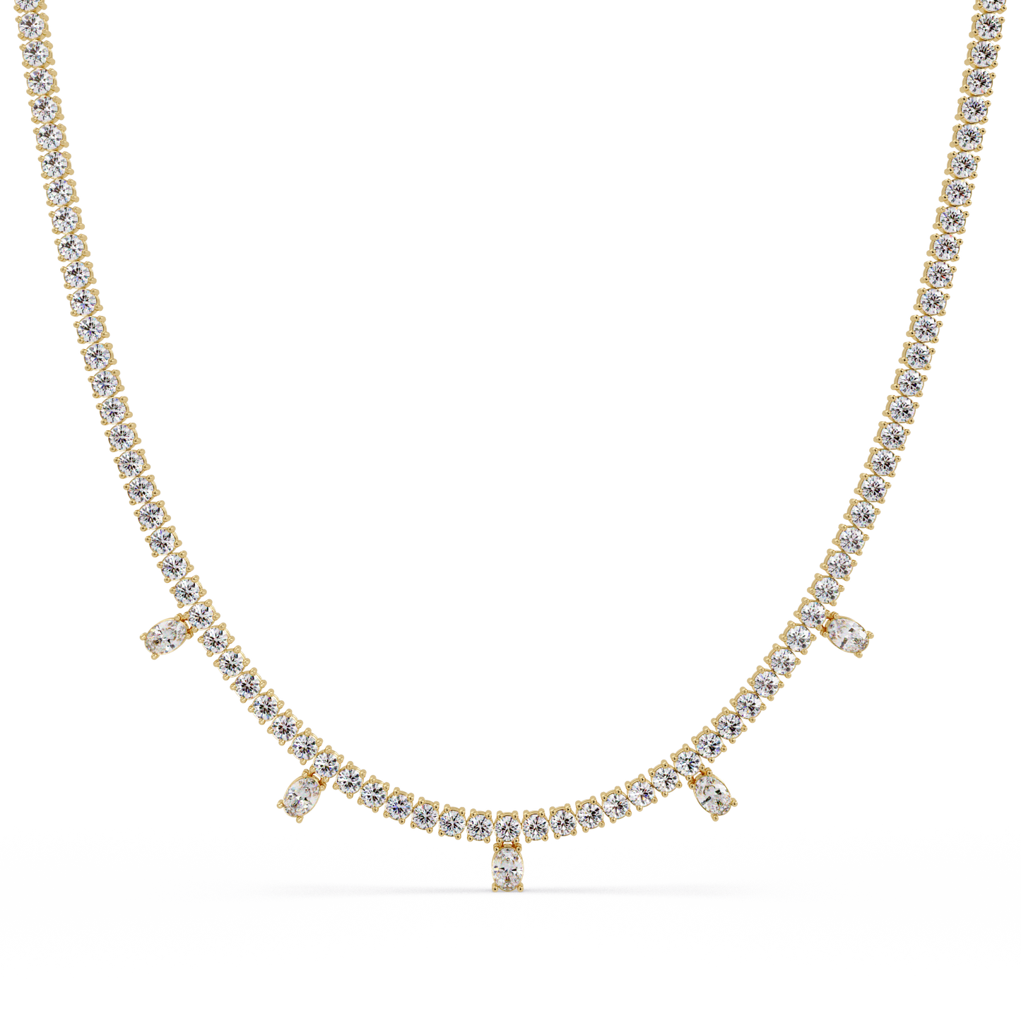 Round Lab-Grown Drop Tennis Diamond Necklace in Rose Gold - HIGHCARAT DIAMONDS