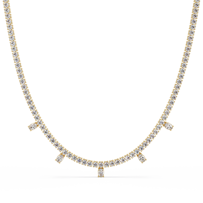 Round Lab-Grown Drop Tennis Diamond Necklace in Rose Gold - HIGHCARAT DIAMONDS