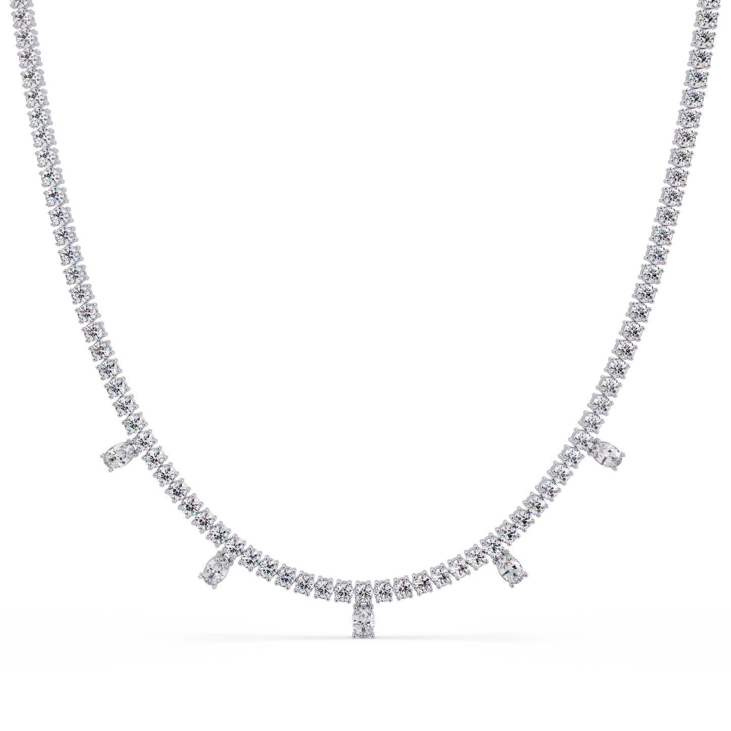 Round Lab-Grown Drop Tennis Diamond Necklace in Rose Gold - HIGHCARAT DIAMONDS