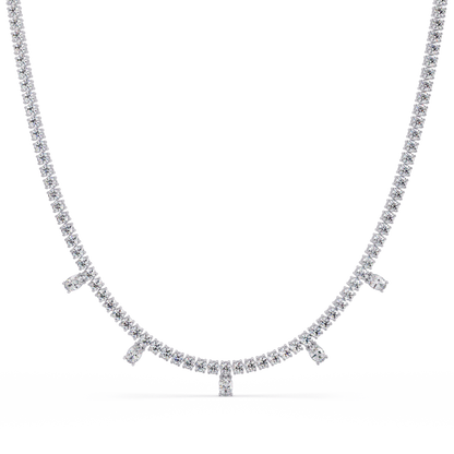 Round Lab-Grown Drop Tennis Diamond Necklace in Rose Gold - HIGHCARAT DIAMONDS