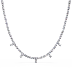 Round Lab-Grown Drop Tennis Diamond Necklace in Rose Gold - HIGHCARAT DIAMONDS
