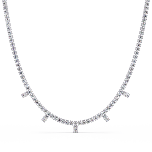 Round Lab-Grown Drop Tennis Diamond Necklace in Rose Gold - HIGHCARAT DIAMONDS