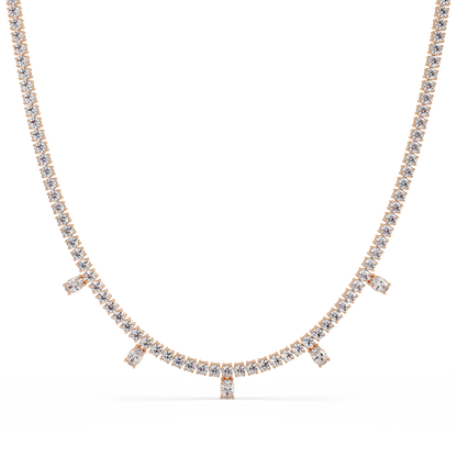 Round Lab-Grown Drop Tennis Diamond Necklace in Rose Gold - HIGHCARAT DIAMONDS