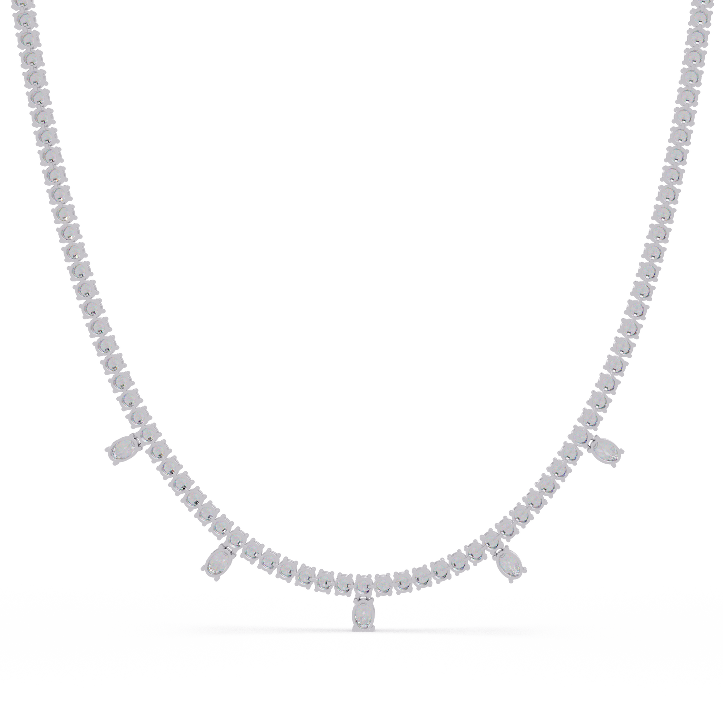 Round Lab-Grown Drop Tennis Diamond Necklace in Rose Gold - HIGHCARAT DIAMONDS
