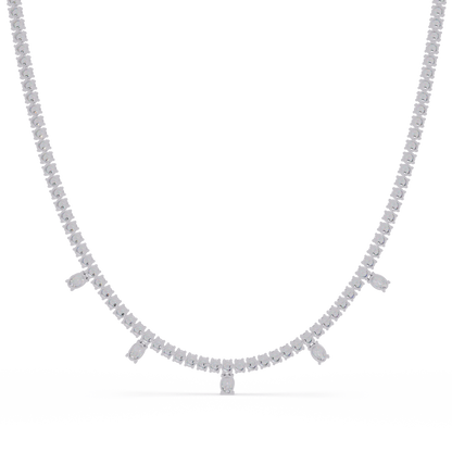 Round Lab-Grown Drop Tennis Diamond Necklace in Rose Gold - HIGHCARAT DIAMONDS