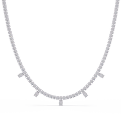 Round Lab-Grown Drop Tennis Diamond Necklace in Rose Gold - HIGHCARAT DIAMONDS